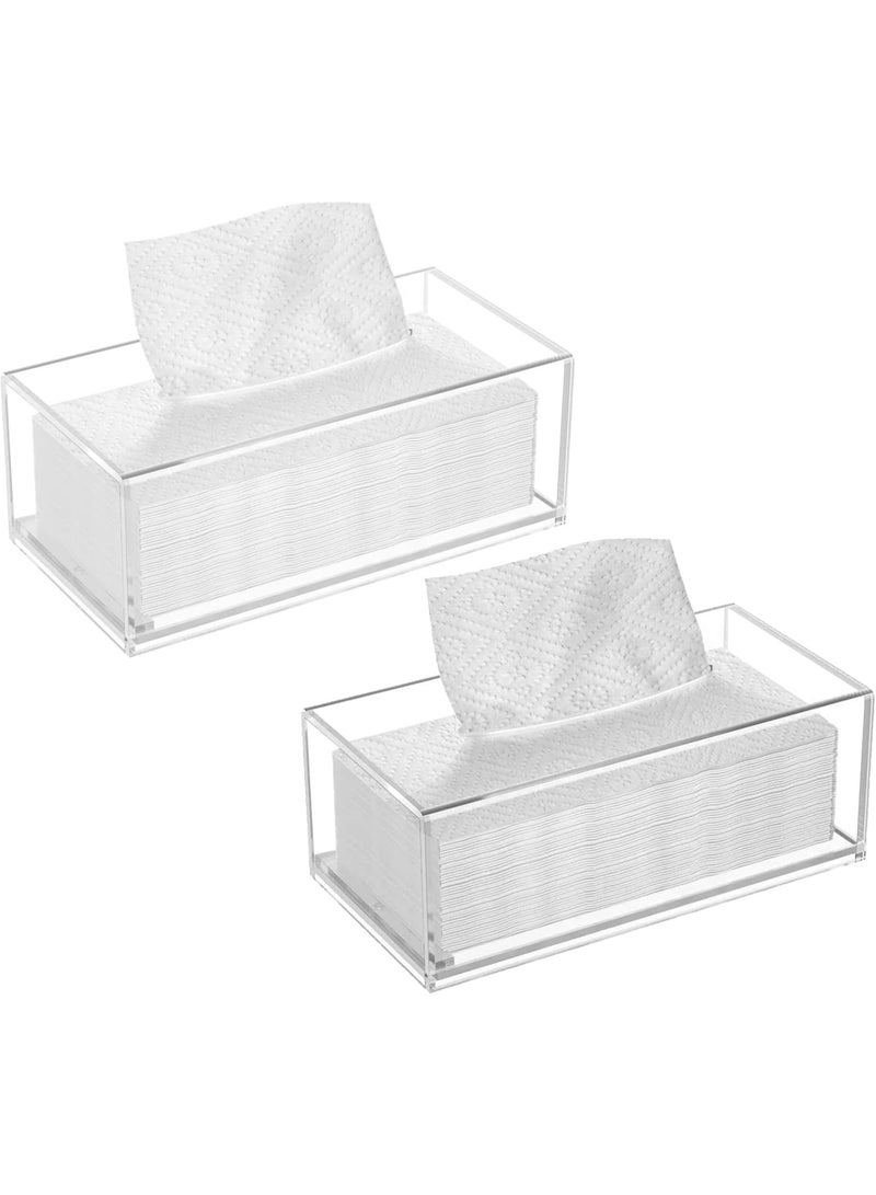 Meetion Acrylic Tissue Holder Box - Clear Rectangular Napkin Holder, Facial Tissue Dispenser, Tissue Box Holder for Home, Kitchen and Office Room, Pack of 2 - Image 1